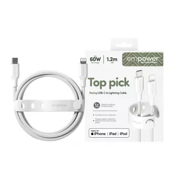 PanzerGlass empower™ by ® Racing 60W USB-C auf Lightning Kabel | USB 2.0 | 1,2 m | Silberweiß