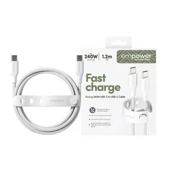 PanzerGlass empower™ by ® Racing 240W USB-C-auf-USB-C-Kabel | USB 2.0 | 1,2 m | Silberweiß