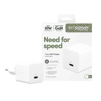 PanzerGlass empower™ by ® Turbo 30W Charger Single USB-C | EU Plug | Silver White