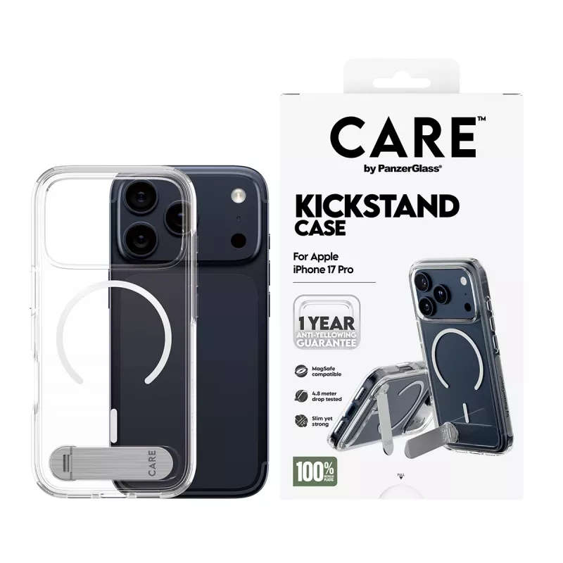 PanzerGlass CARE™ by ® Hülle transparent mit Ständer & MagSafe iPhone 17 Pro