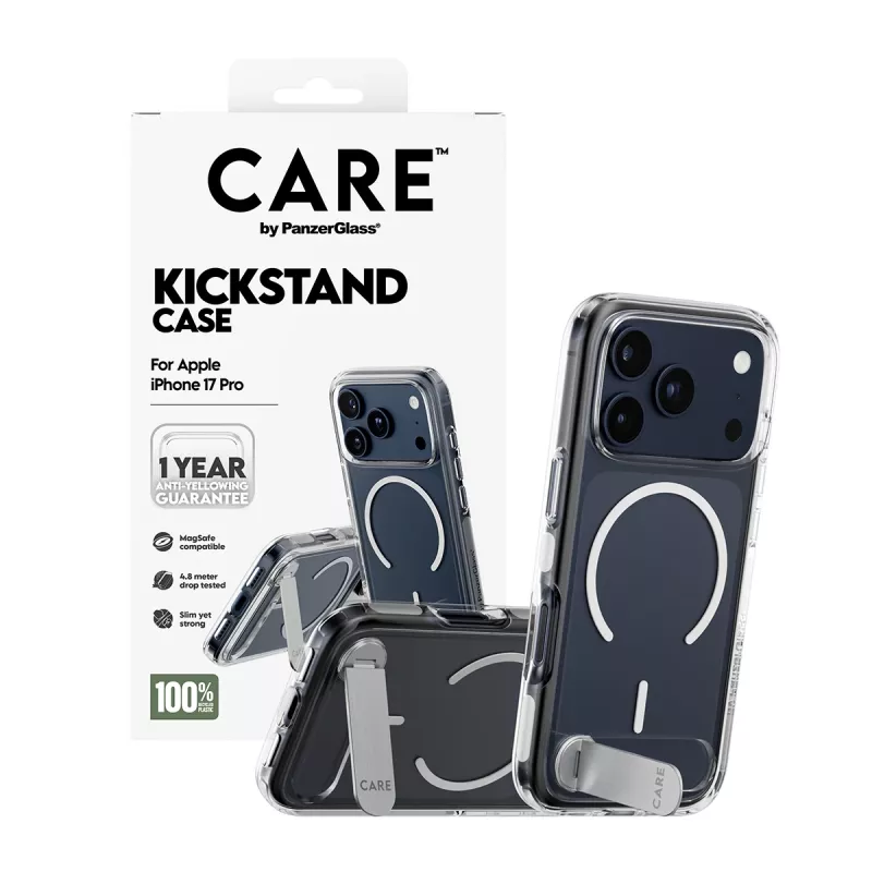 PanzerGlass CARE™ by ® Hülle transparent mit Ständer & MagSafe iPhone 17 Pro