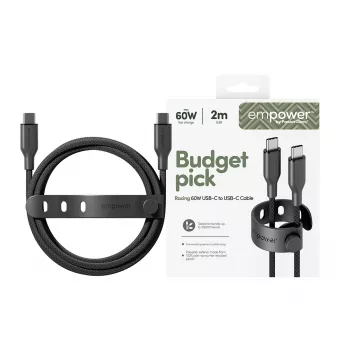 PanzerGlass empower™ by ® Racing 60W USB-C zu USB-C Kabel | USB 2.0 | 2M | Space Schwarz