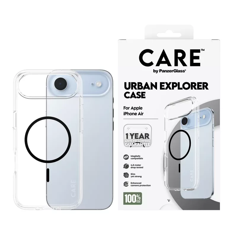 Cover PanzerGlass CARE by Flagship Hülle Transparent Urban Explorer Schwarz MagSafe iPhone 17 Air