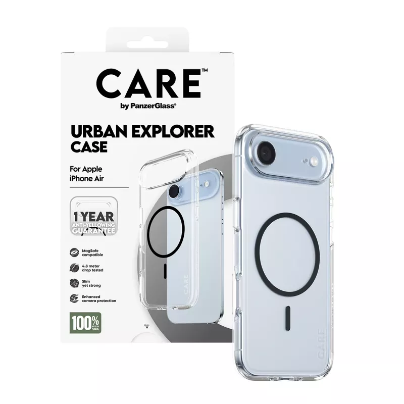 Cover PanzerGlass CARE by Flagship Hülle Transparent Urban Explorer Schwarz MagSafe iPhone 17 Air