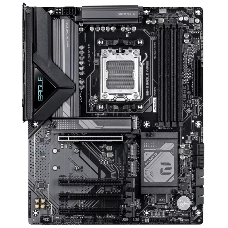 GIGABYTE B840 EAGLE WIFI6E Mainboard - AMD Ryzen 9000 CPUs, 8+2+2 Phasen VRM, bis zu 8200MHz DDR5(O.C), 2xPCIe 4.0 + 1xPCIe 3.0 M.2, Wi-Fi 6E, 2.5GbE LAN, USB 3.2 Gen 2