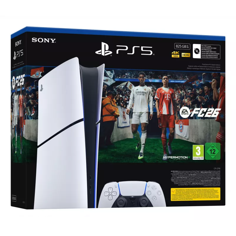 Sony PlayStation 5 Digital + EA Sports FC 26 Bundle 825 GB Wi-Fi Schwarz, Weiß