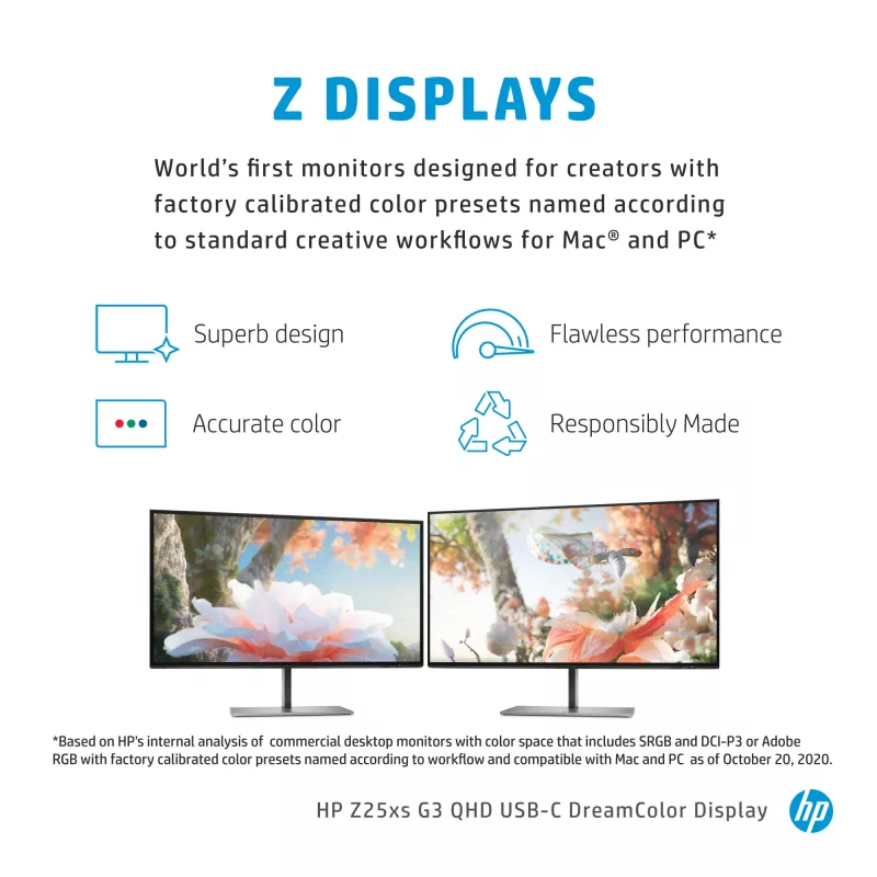 HP Z25xs G3 Computer-Monitor 63,5 cm (25 Zoll) 2560 x 1440 Pixel Quad HD Schwarz