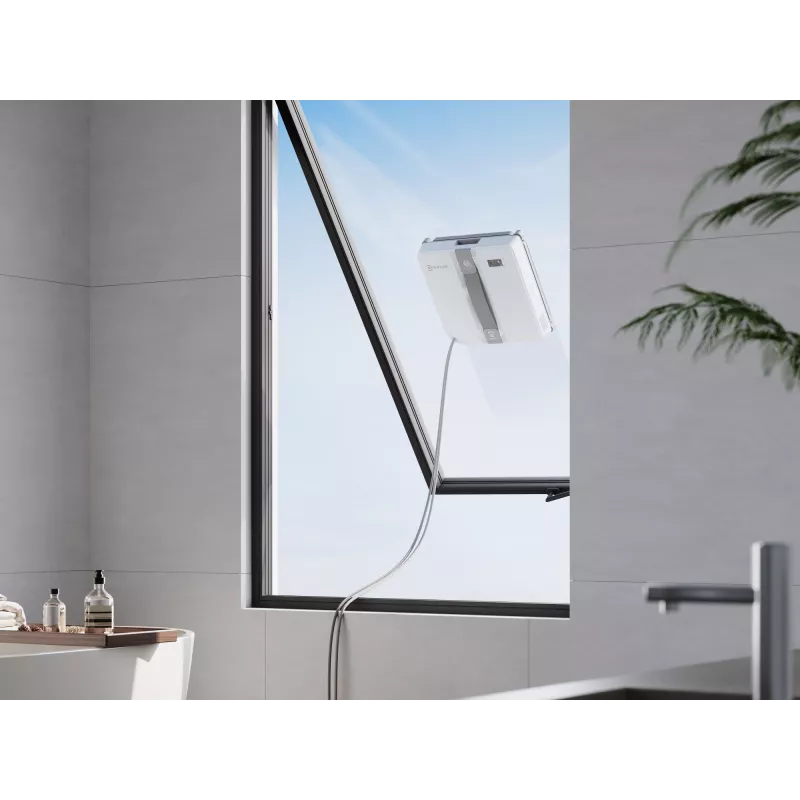 Fensterreiniger Ecovacs WINBOT MINI — Saugnapf, Li-Ionen-Akku, min. Fenster 22×25 cm, 1,3 kg, 215×215×55 mm, grau/weiß