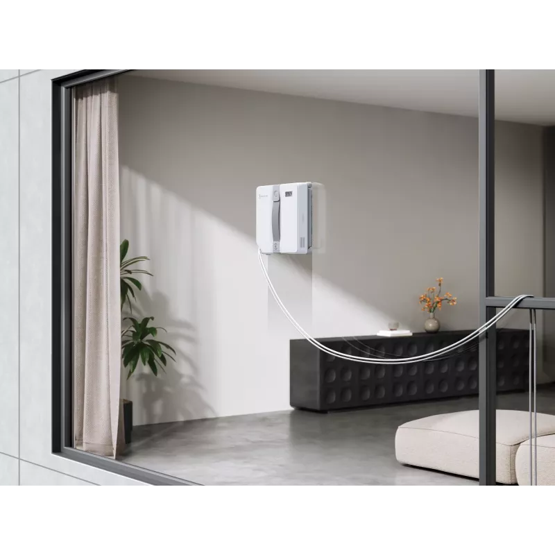Fensterreiniger Ecovacs WINBOT MINI — Saugnapf, Li-Ionen-Akku, min. Fenster 22×25 cm, 1,3 kg, 215×215×55 mm, grau/weiß