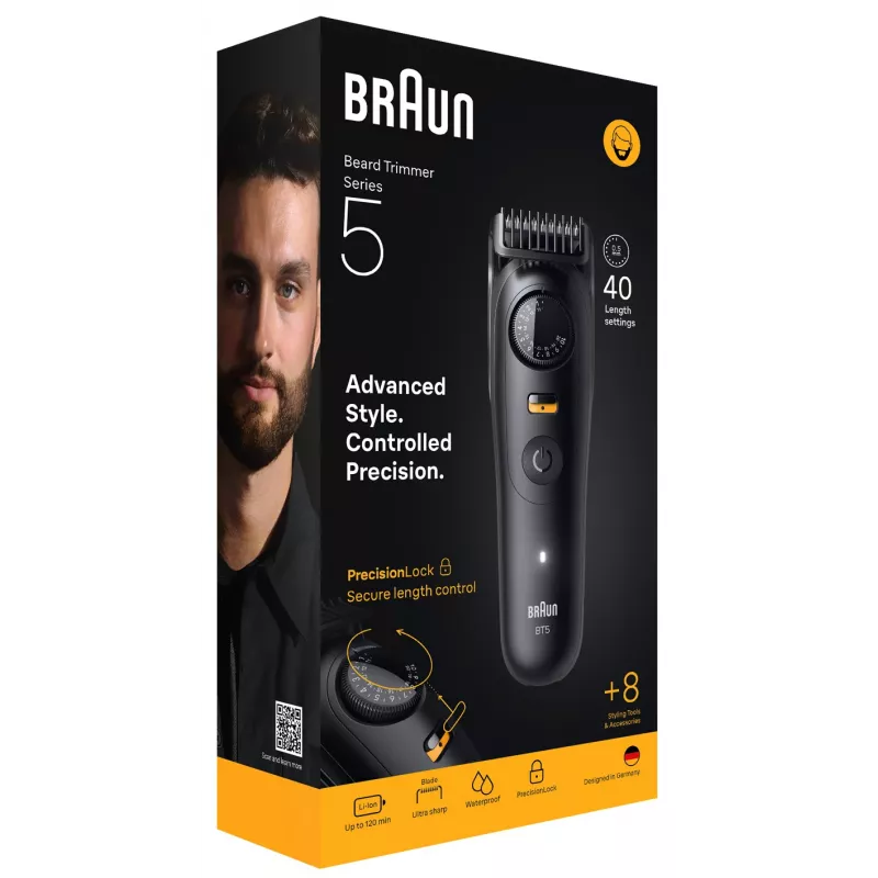 Braun BeardTrimmer 5 BT5560 Barttrimmer Akku 40 2 cm Nass & Trocken Schwarz