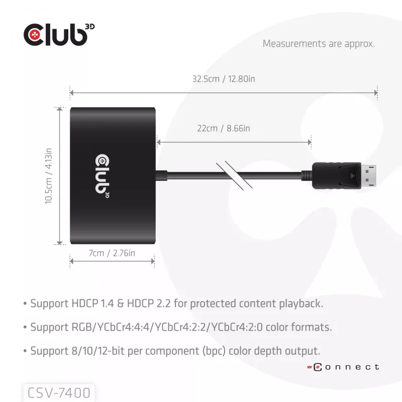 CLUB3D Quad DisplayPort™ Hub – 4 x 4K Auflösung @ 30Hz, MST-Unterstützung