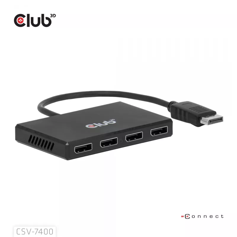 CLUB3D Quad DisplayPort™ Hub – 4 x 4K Auflösung @ 30Hz, MST-Unterstützung
