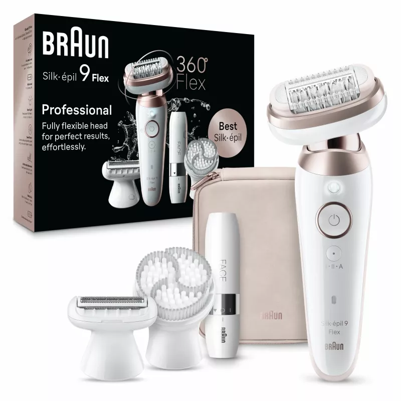Braun Silk-épil 9 Flex 9-360 3D 40 Pinzetten Rose, Weiß