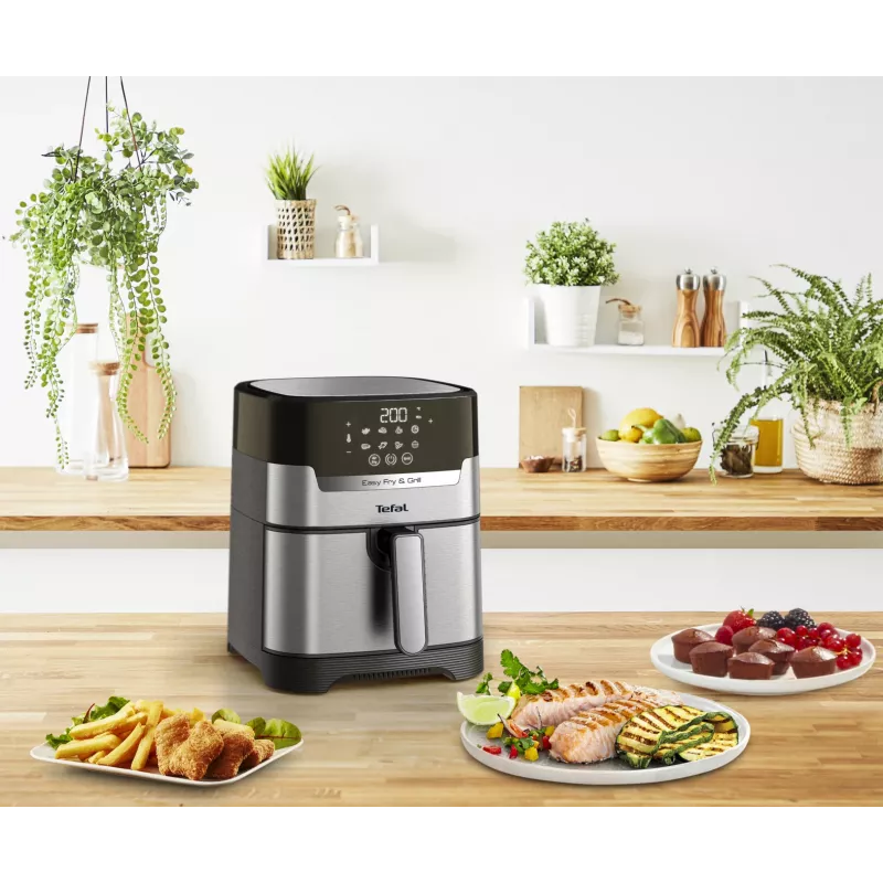 Tefal Easy Fry & Grill EY505D Einzelgerät 4,2 L Stand-alone 1550 W Heißluftfritteuse Edelstahl