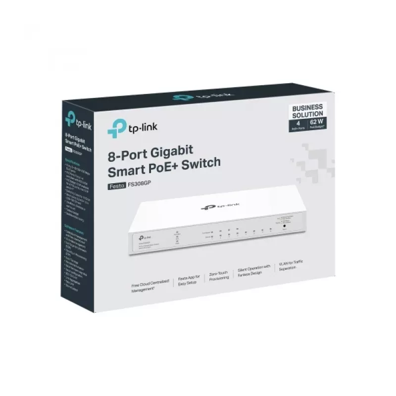 TP-Link FESTA FS308GP Netzwerk-Switch Managed Gigabit Ethernet (10/100/1000) Power over Ethernet (PoE) Weiß