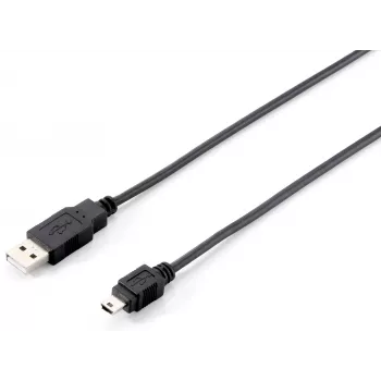 Equip USB 2.0 Typ A to Mini-B Kabel, 1.8m, 1.8 m, USB A, Mini-USB B, USB 2.0, Male/Male, Schwarz