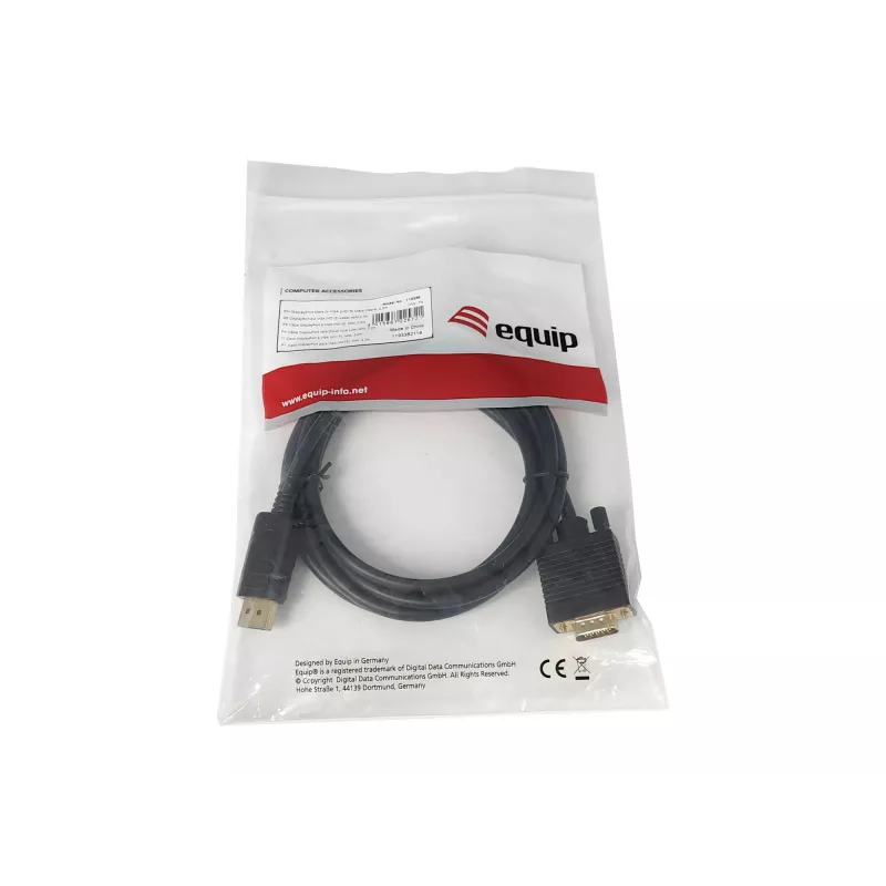 Equip DisplayPort-Stecker auf VGA (HD15)-Stecker Kabel, 2 m, VGA (D-Sub), DisplayPort, Stecker, Stecker, Gerade
