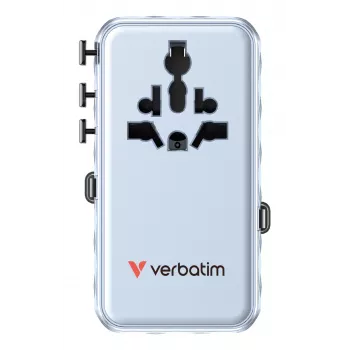 Verbatim Charge 'n' Travel 70W 2C retractable Universal Travel Adapter Blau