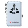 Verbatim Charge 'n' Travel 100W Universal Travel Adapter mit ausziehbarem Kabel Blau
