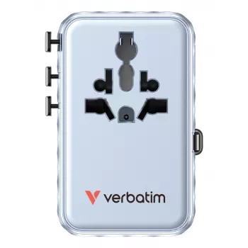 Verbatim Charge 'n' Travel 100W Universal Travel Adapter mit ausziehbarem Kabel Blau