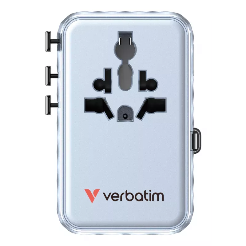 Verbatim Charge 'n' Travel 100W Universal Travel Adapter mit ausziehbarem Kabel Blau