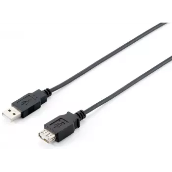 USB 2.0 Typ A Verlängerungskabel, Stecker-Buchse, Equip 128852, 5 m, Schwarz