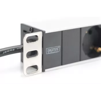 DIGITUS 1U Aluminium-PDU, montagefähig im Rack Nennleistung: 16A, 4000W, 250VAC 50/60Hz, 8x Schutz-Steckdosen