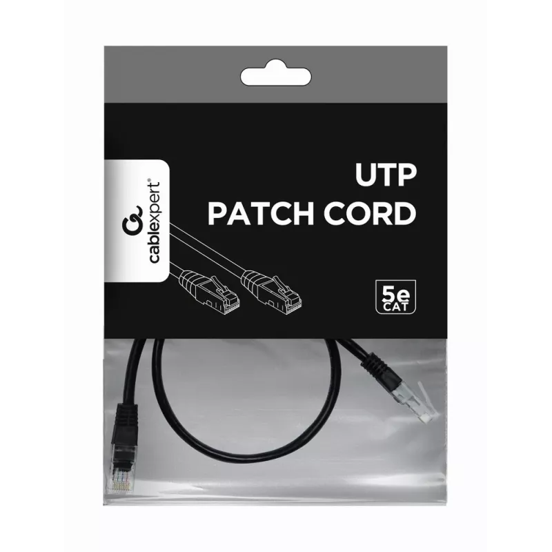 Netzwerkkabel Gembird PP12-0.5M/BK RJ45 Cat5e 0,5m Schwarz