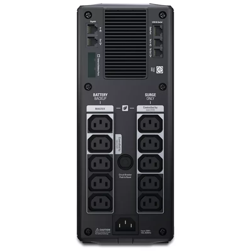 APC Back-UPS Pro, 1500VA/865W, Tower, 230V, 10x IEC C13 Steckdosen, AVR, LCD, benutzerwechselbare Batterie