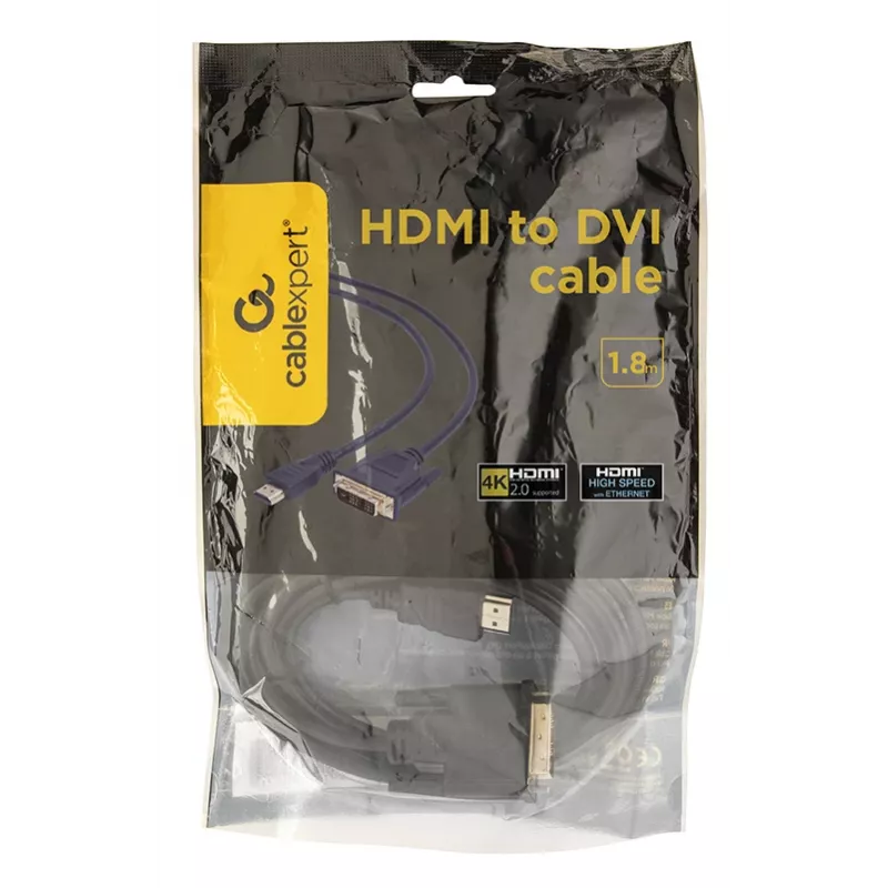 GEMBIRD HDMI zu DVI Stecker-Stecker Kabel mit vergoldeten Steckern 2,0 m Bulk-Verpackung