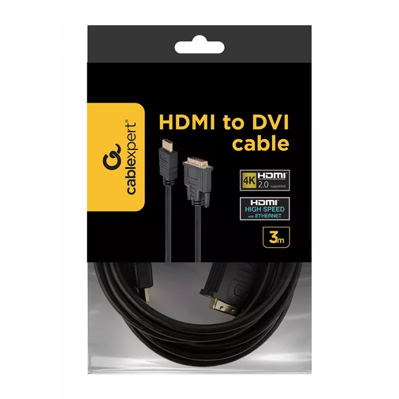 HDMI-auf-DVI-D-Kabel GEMBIRD CC-HDMI-DVI-10 3 m, schwarz, Stecker-auf-Stecker, vergoldete Kontakte