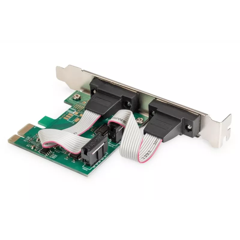 DIGITUS Serial I/O,2-Port, PCIe-Erweiterungskarte 2 x DB9 M Slotblech + LP-Bleche MCS9901-Chipsatz