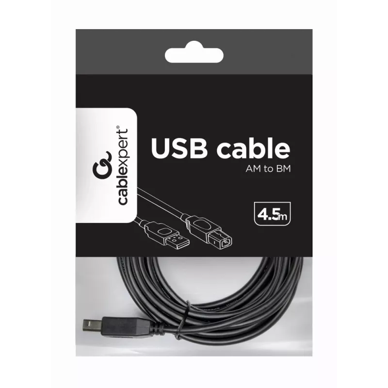 USB-Kabel, Gembird 4,5 m USB 2.0 A/B M, Schwarz, Stecker/Stecker
