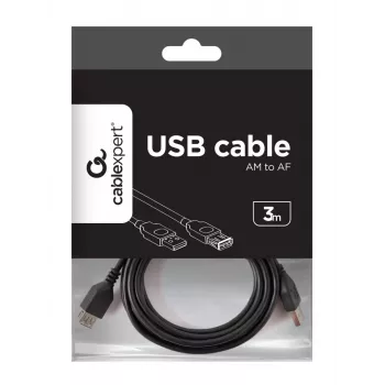GEMBIRD USB 2.0 Typ-A auf USB Typ-A Verlängerungskabel (AM/AF), 1m - Schwarz