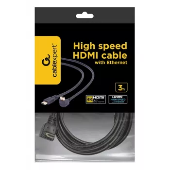 GEMBIRD Hochgeschwindigkeits-HDMI-Kabel mit Ethernet, 90 Grad nach oben abgewinkelter Stecker, 3 m
