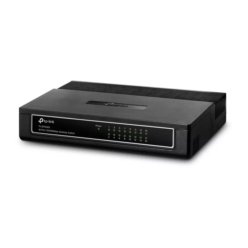 TP-Link 16-Port 10/100Mbps Desktop Switch, Unmanaged, Fast Ethernet (10/100), Full Duplex, Rackmontage, Wandmontage