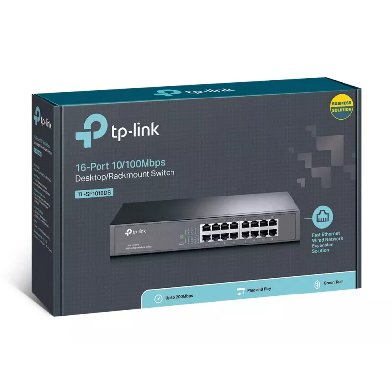 TP-Link TL-SF1016DS Netzwerk-Switch Unmanaged Fast Ethernet (10/100) 1U Schwarz