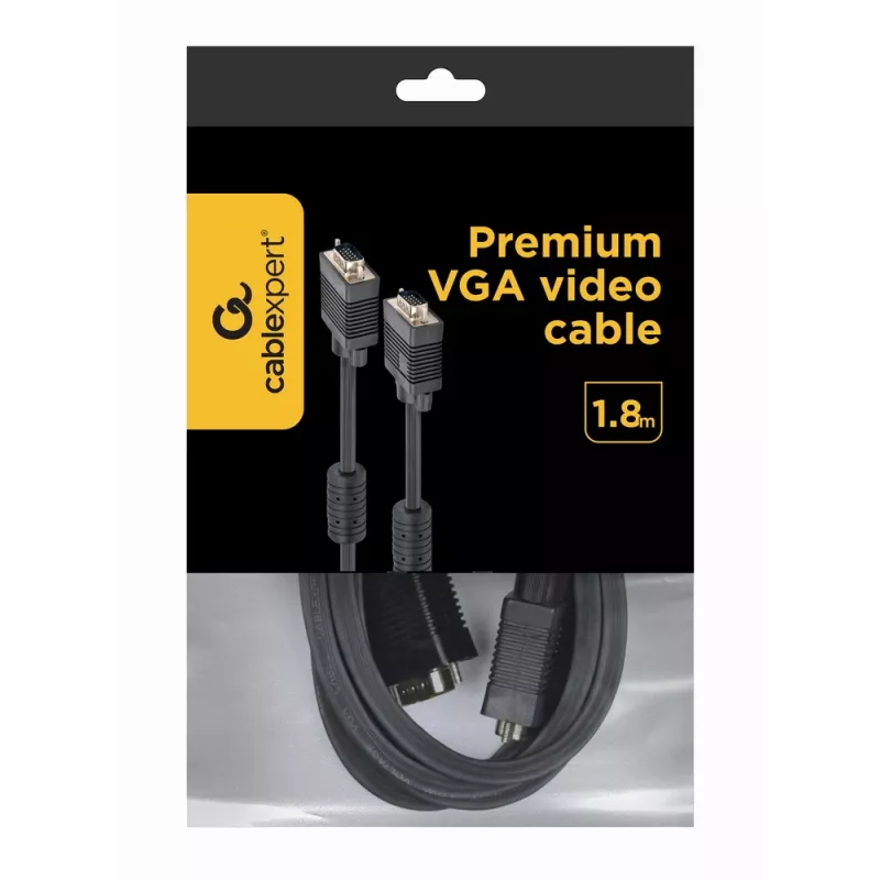 GEMBIRD Premium VGA HD15M/HD15M Dual-Shielded mit 2*Ferritkern 2,0 m Kabel / Schwarz