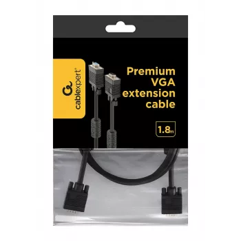GEMBIRD Premium Dual-Shielded VGA-Verlängerungskabel mit Ferritkernen, 1,8 m