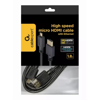 Gembird CC-HDMID-6 HDMI-auf-Micro-HDMI-Kabel (Typ D), vergoldet, 1,8 m, Schwarz