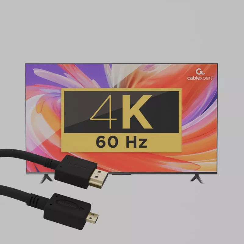 GEMBIRD HDMI-Stecker auf Micro-D-Stecker Kabel mit vergoldeten Steckern 2,0 m schwarz