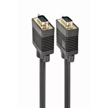 GEMBIRD Premium VGA-Kabel HD15M/HD15M doppelt geschirmt mit 2 Ferritkernen 15 m – Schwarz
