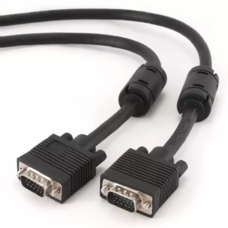 GEMBIRD Premium VGA-Kabel HD15M/HD15M doppelt geschirmt mit 2 Ferritkernen 15 m – Schwarz