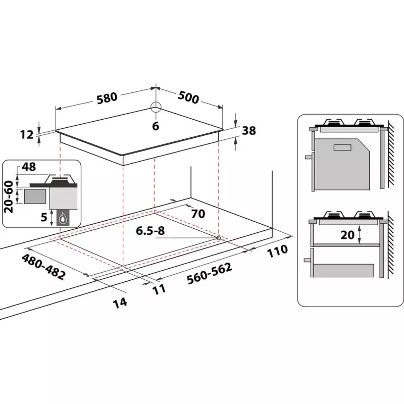 Whirlpool AKM 268/IX Edelstahl Einbau-Gasherd 4 Zone(n)