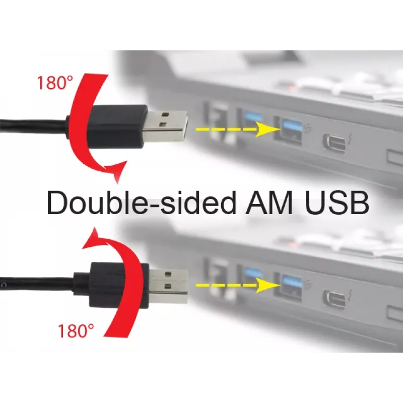 GEMBIRD Beidseitiger USB 2.0 AM auf Micro-USB Kabel, 1m - Schwarz