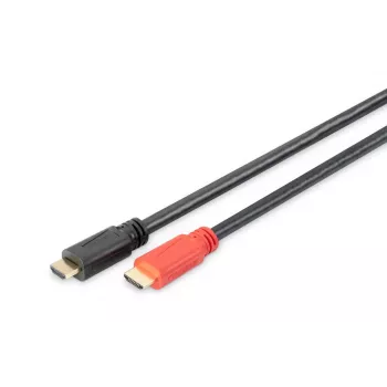 DIGITUS ASSMANN HDMI High Speed Kabel, Typ A, mit Verstärker. M/M, 15m mit Ethernet, Ultra HD 24p, CE, Gold Schwarz
