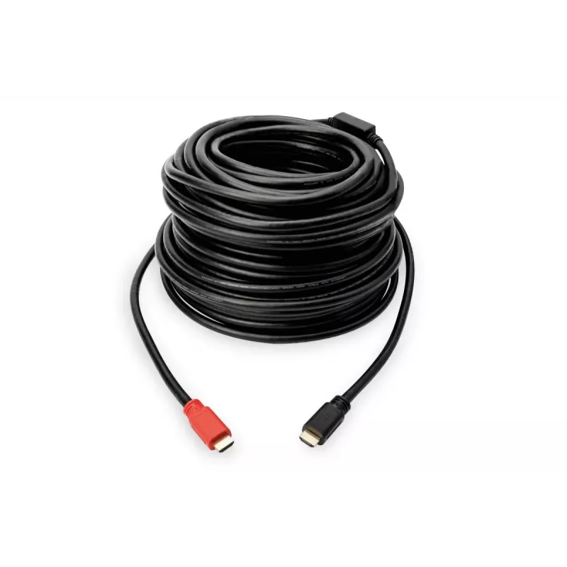 DIGITUS ASSMANN HDMI High Speed Kabel, Typ A, mit Verstärker. M/M, 15m mit Ethernet, Ultra HD 24p, CE, Gold Schwarz