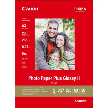 Canon PP-201 Glossy II Photo Paper Plus A3 - 20 Blatt, Hochglanz, 260 g/m², A3, 20 Blatt, 270 µm, Canon Lucia, ChromaLife100+