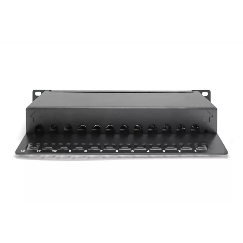 DIGITUS CAT6A Patch Panel, geschirmt, 12-Port Beschriftungsfeld, 1U, 10 Zoll Rackmontage, schwarz RAL 9005