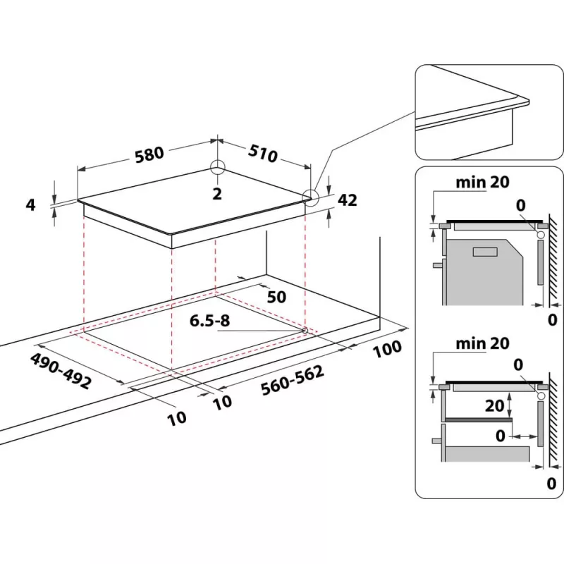 Whirlpool AKT 8130 BA Schwarz Einbau-Keramikkochfeld 4 Zone(n)